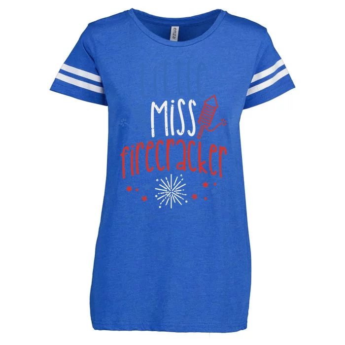 Little Miss Firecracker Funny 4th Of July Pride Girl Gift Enza Ladies Jersey Football T-Shirt