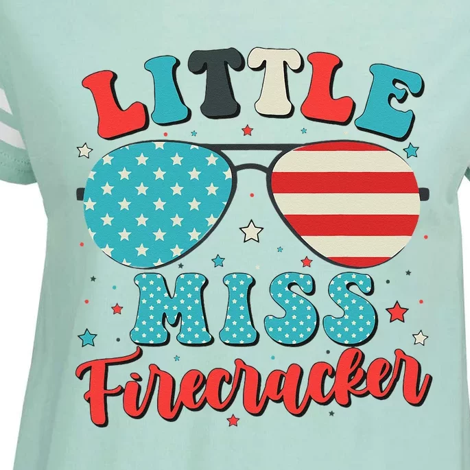 Little Miss Firecracker 4th of July Enza Ladies Jersey Football T-Shirt