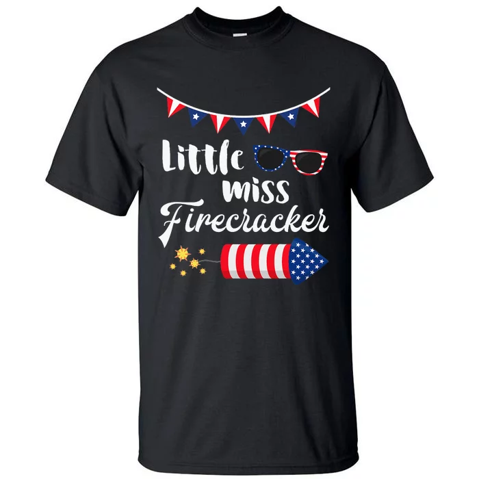 Little Miss Firecracker 4th Of July Tall T-Shirt