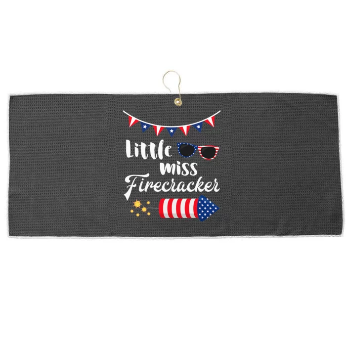 Little Miss Firecracker 4th Of July Large Microfiber Waffle Golf Towel