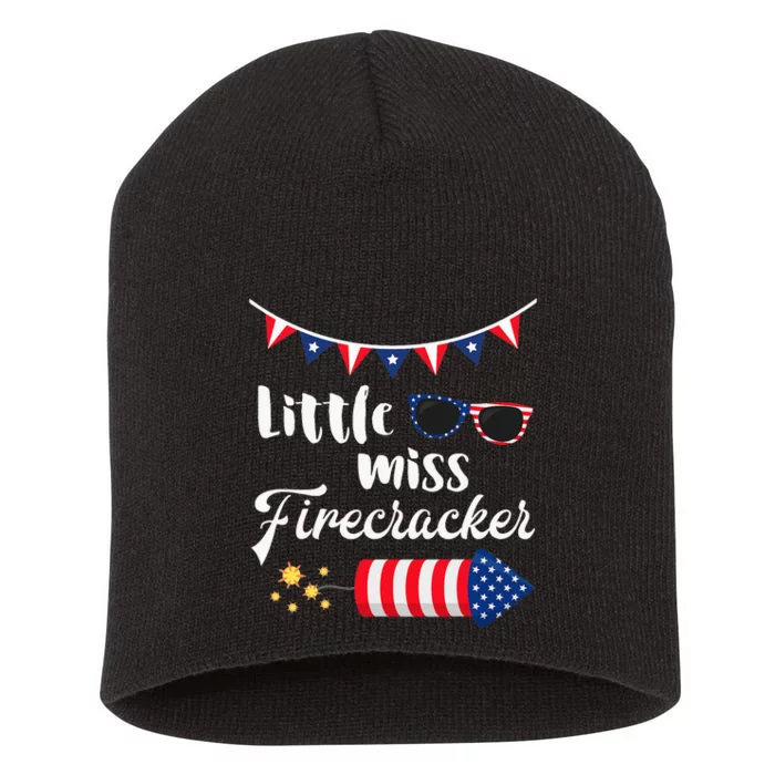 Little Miss Firecracker 4th Of July Short Acrylic Beanie