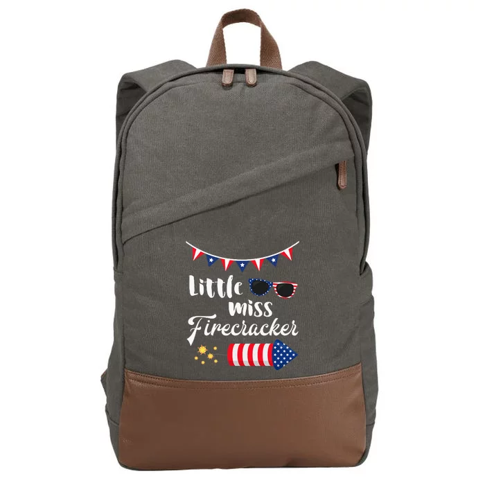 Little Miss Firecracker 4th Of July Cotton Canvas Backpack