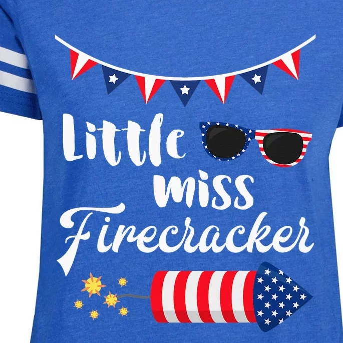 Little Miss Firecracker 4th Of July Enza Ladies Jersey Football T-Shirt