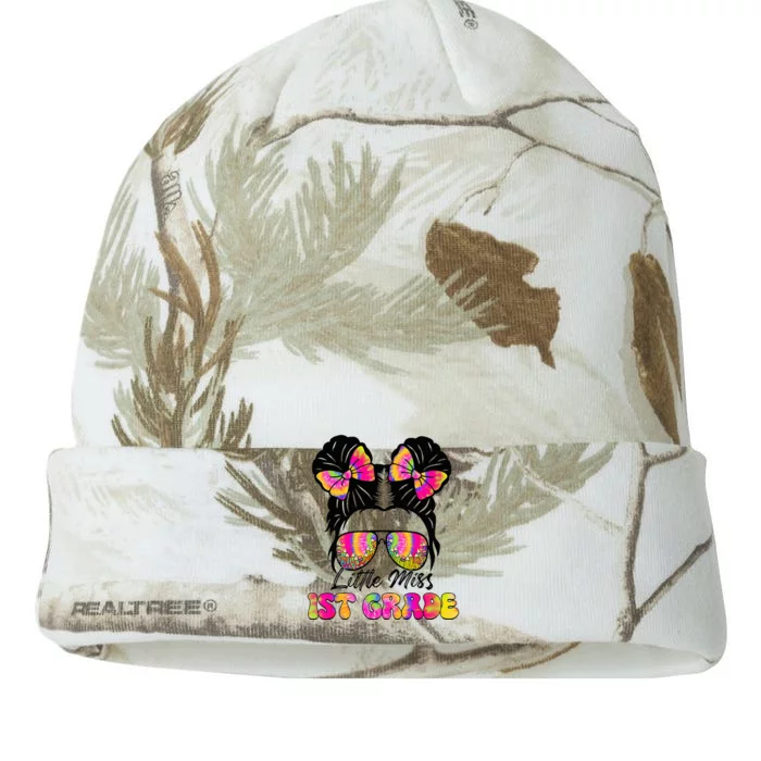 Little Miss First 1st Grade Messy Bun Back To School Kati - 12in Camo Beanie