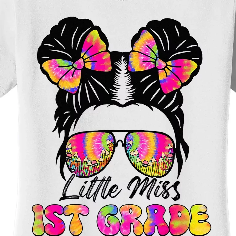 Little Miss First 1st Grade Messy Bun Back To School Women's T-Shirt