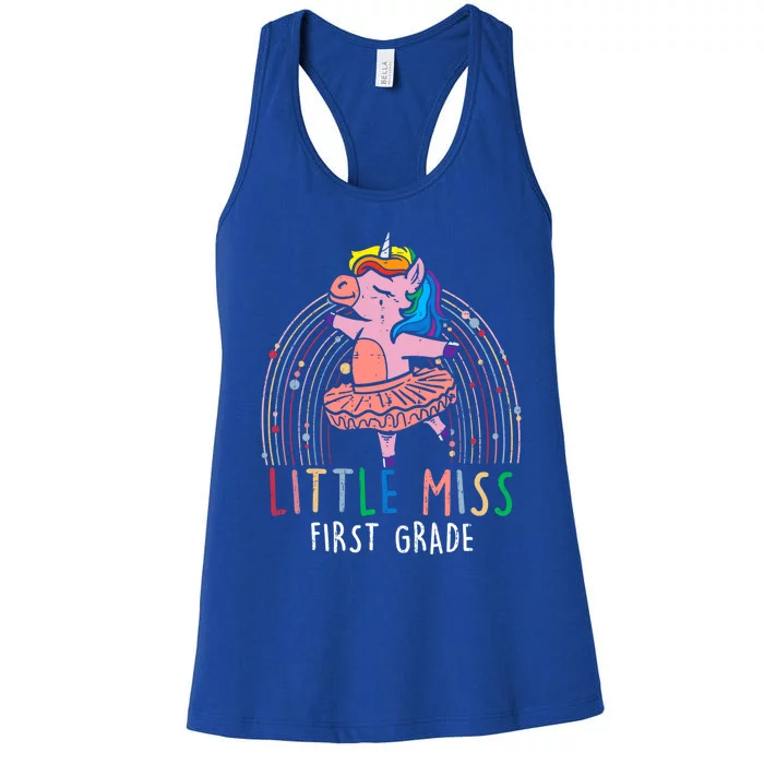 Little Miss First 1St Grade Unicorn Back To School Gift Women's Racerback Tank