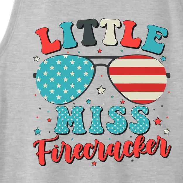 Little Miss Firecracker 4th of July Ladies Tri-Blend Wicking Tank