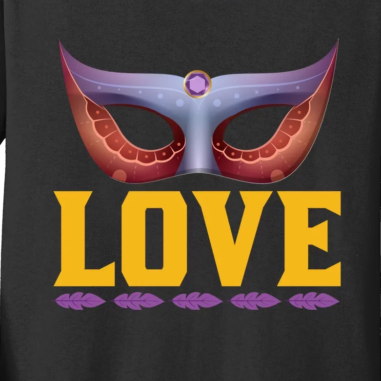 Love Mardi Gras Kids Long Sleeve Shirt