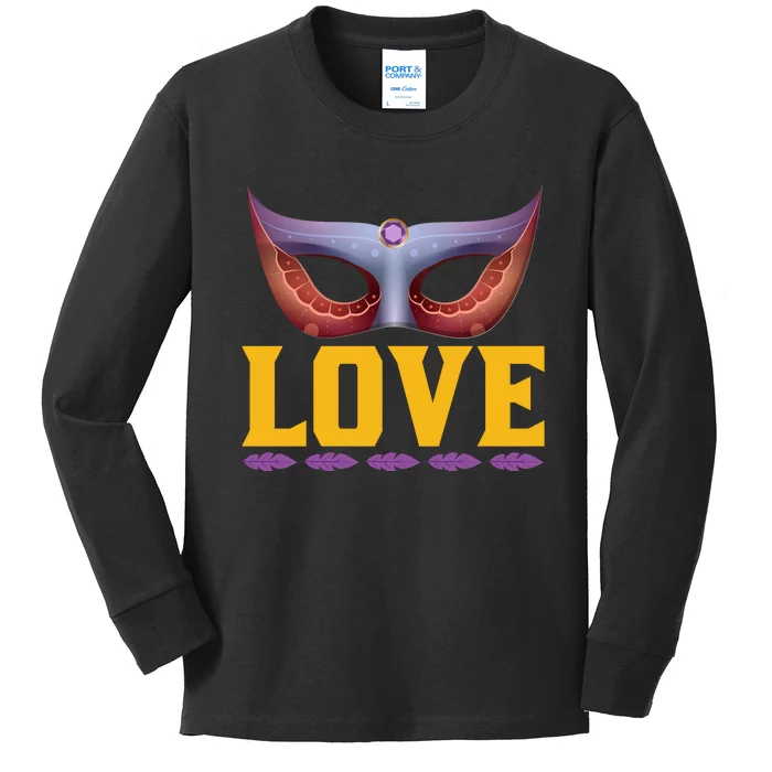 Love Mardi Gras Kids Long Sleeve Shirt