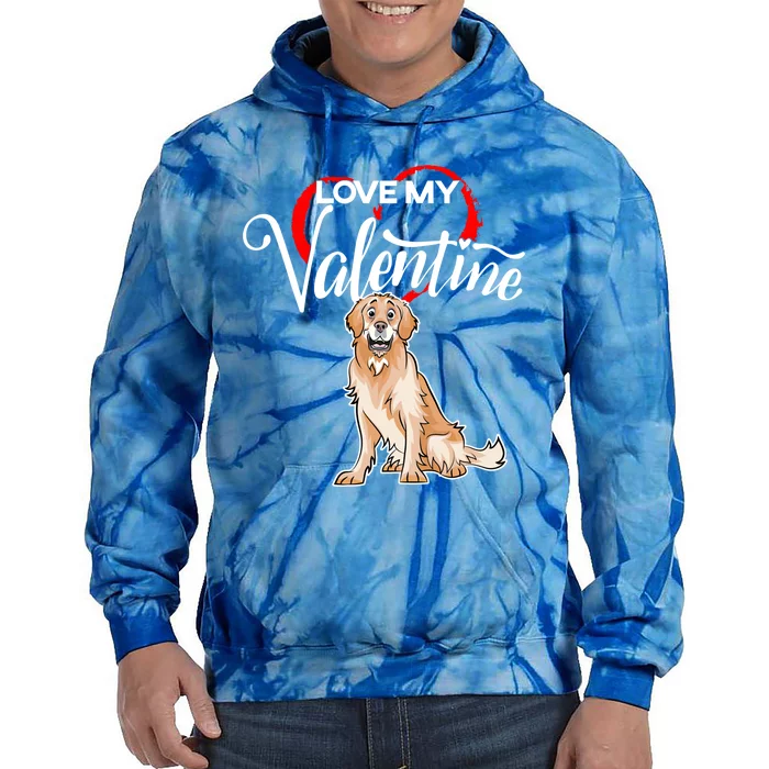 Love My Golden Retriever Dog Valentine's Day Gift Tie Dye Hoodie