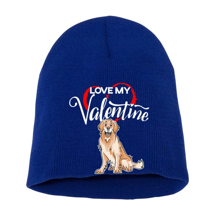 Love My Golden Retriever Dog Valentine's Day Gift Short Acrylic Beanie