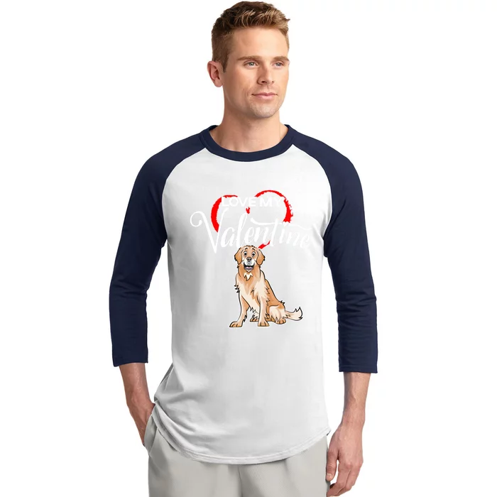 Love My Golden Retriever Dog Valentine's Day Gift Baseball Sleeve Shirt