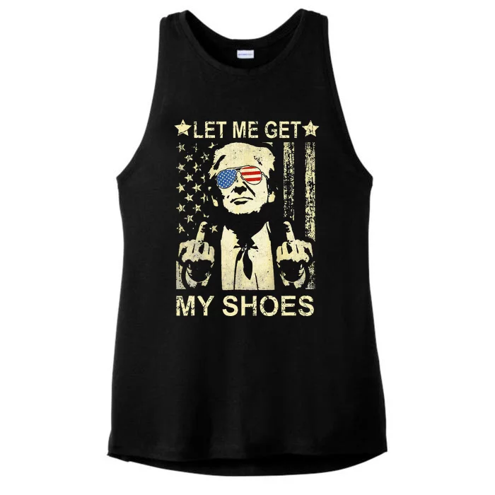 Let Me Get My Shoes On Funny Political Quote President Rally Ladies Tri-Blend Wicking Tank