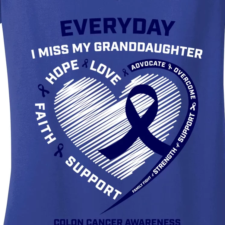 Loving Memory Granddaughter Colon Cancer Awareness Gift Women's V-Neck T-Shirt