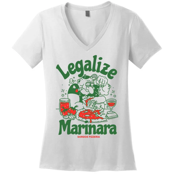 Legalize Marinara Gordos Pizzeria Women's V-Neck T-Shirt