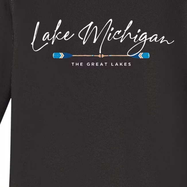 Lake Michigan Great Lakes Oars Graphic Baby Long Sleeve Bodysuit