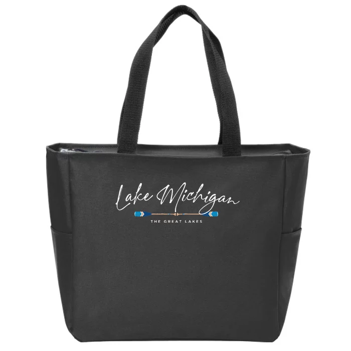 Lake Michigan Great Lakes Oars Graphic Zip Tote Bag