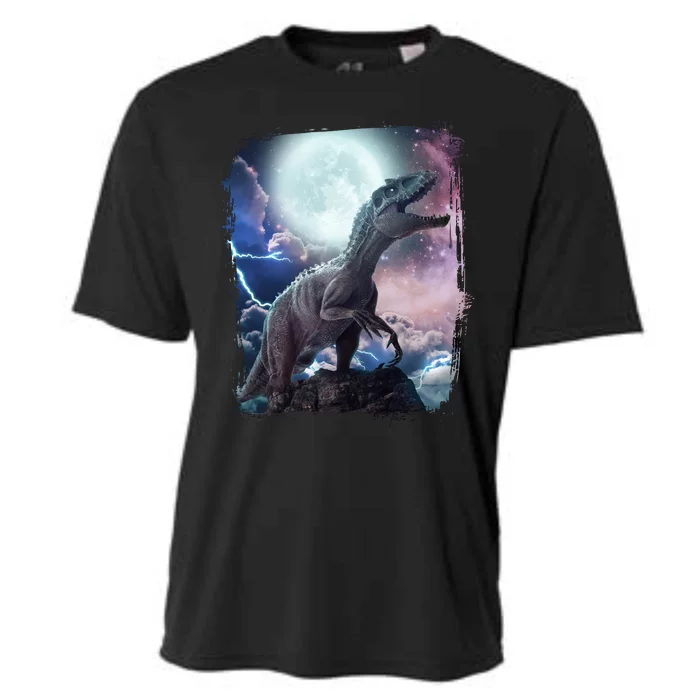 Lightning Moon Galaxy Trex Dinosaur Cooling Performance Crew T-Shirt