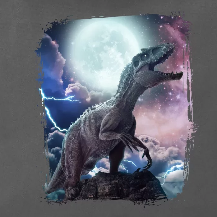 Lightning Moon Galaxy Trex Dinosaur Zip Tote Bag