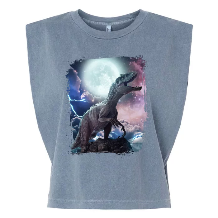 Lightning Moon Galaxy Trex Dinosaur Garment-Dyed Women's Muscle Tee