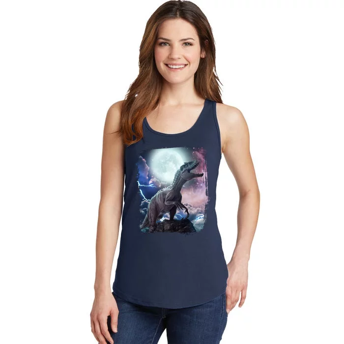 Lightning Moon Galaxy Trex Dinosaur Ladies Essential Tank