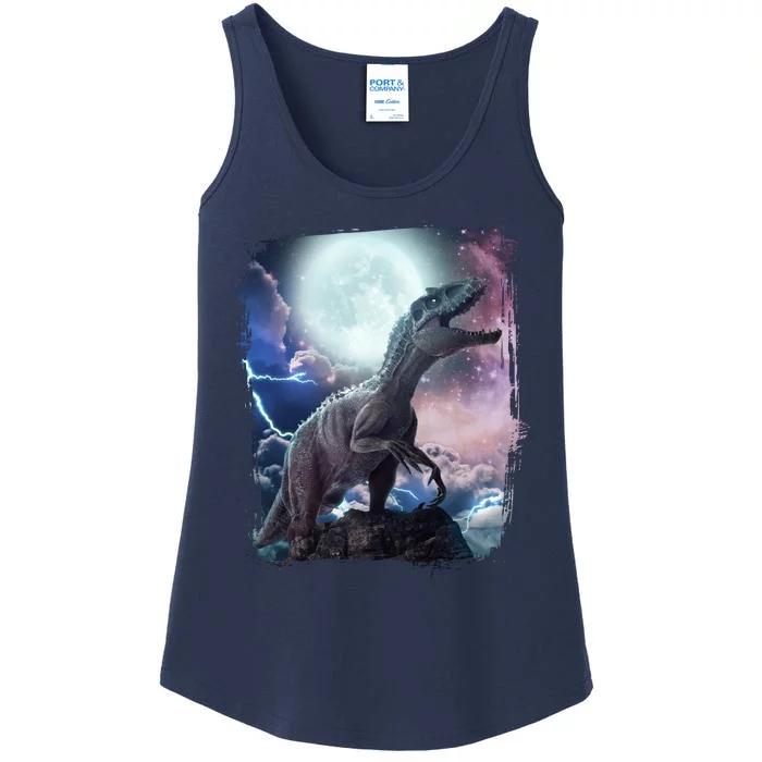 Lightning Moon Galaxy Trex Dinosaur Ladies Essential Tank