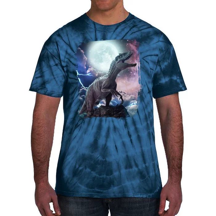 Lightning Moon Galaxy Trex Dinosaur Tie-Dye T-Shirt