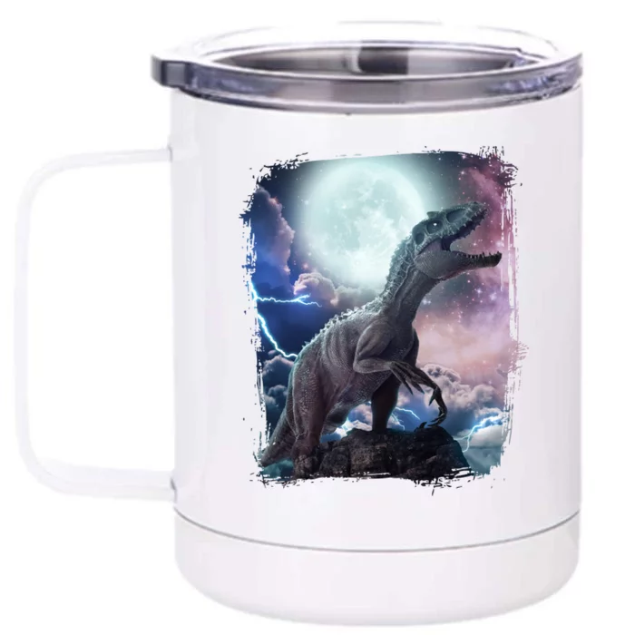 Lightning Moon Galaxy Trex Dinosaur Front & Back 12oz Stainless Steel Tumbler Cup