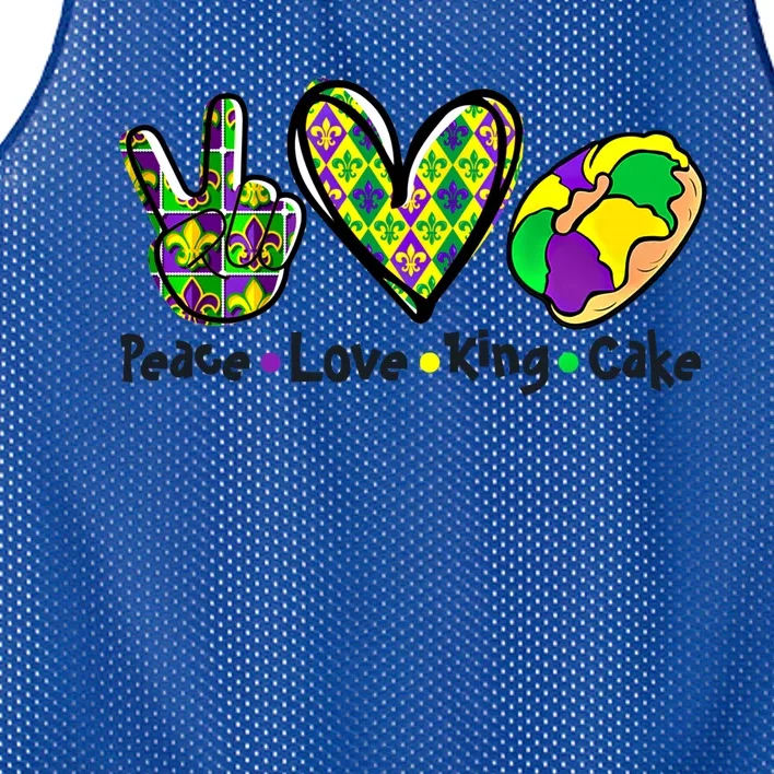 Let's Mardi Gras Peace King Cake Gift Mesh Reversible Basketball Jersey Tank