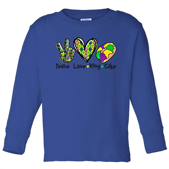 Let's Mardi Gras Peace King Cake Gift Toddler Long Sleeve Shirt