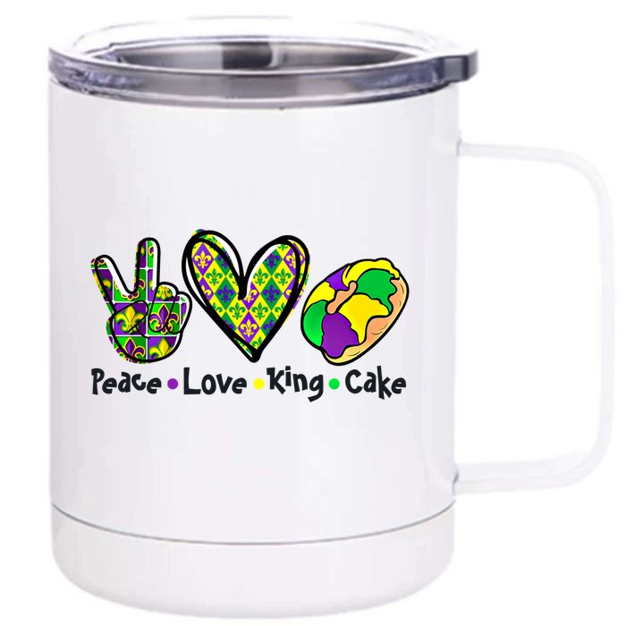 Let's Mardi Gras Peace King Cake Gift Front & Back 12oz Stainless Steel Tumbler Cup