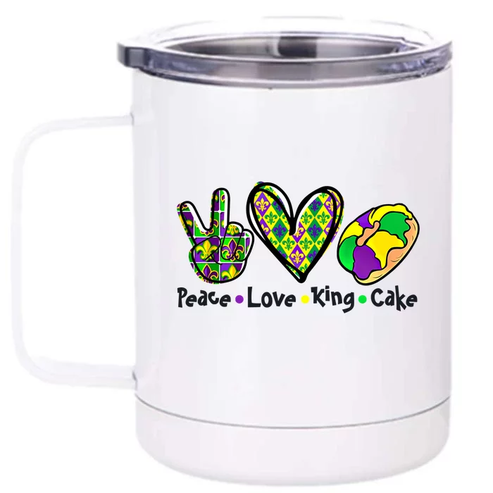 Let's Mardi Gras Peace King Cake Gift Front & Back 12oz Stainless Steel Tumbler Cup