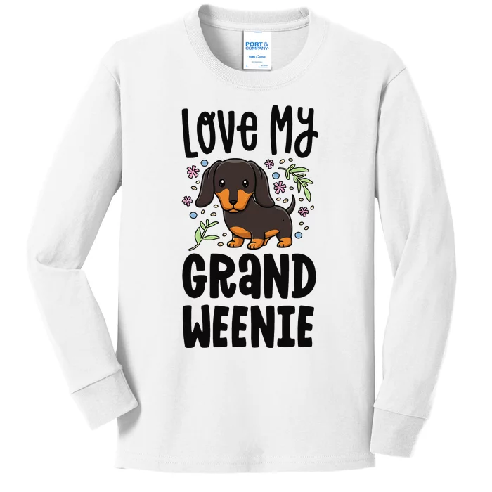 Love My Grand Weenie Dachshund Granddog Grandma Grandpa Kids Long Sleeve Shirt