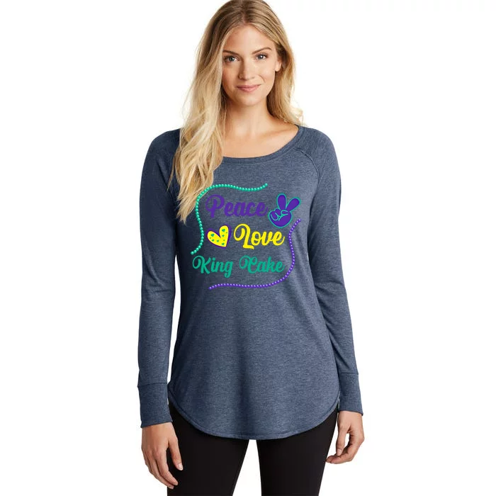 Let's Mardi Gras Y'all Peace King Cake Gift Women's Perfect Tri Tunic Long Sleeve Shirt