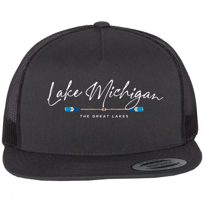 Lake Michigan Great Lakes Oars Graphic Flat Bill Trucker Hat