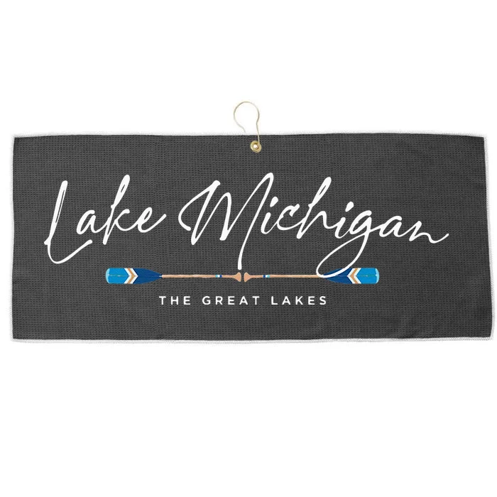 Lake Michigan Great Lakes Oars Graphic Large Microfiber Waffle Golf Towel