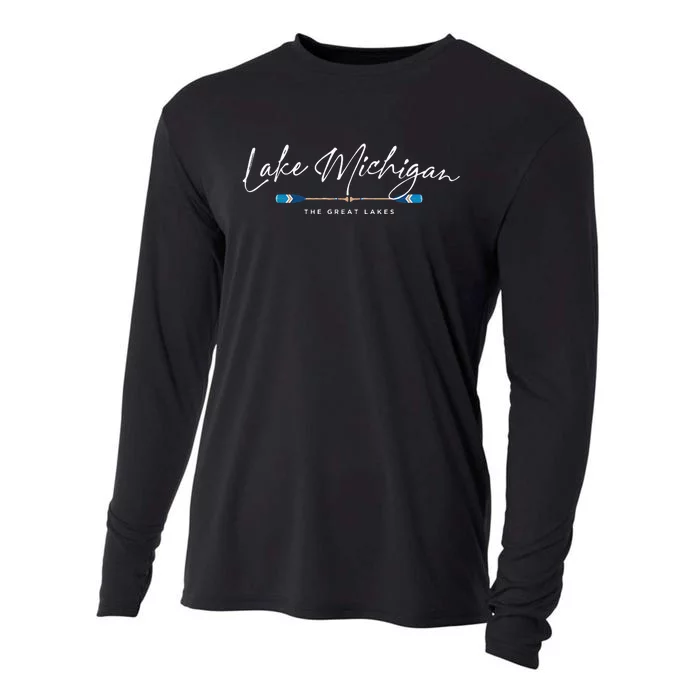 Lake Michigan Great Lakes Oars Graphic Cooling Performance Long Sleeve Crew