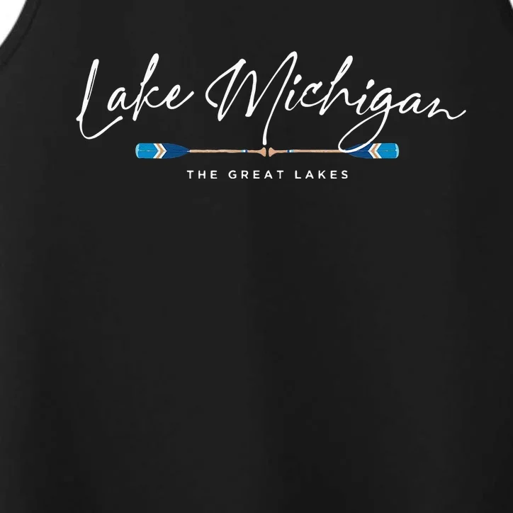 Lake Michigan Great Lakes Oars Graphic Performance Tank