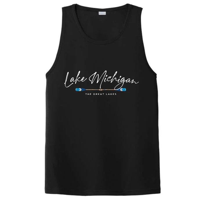 Lake Michigan Great Lakes Oars Graphic Performance Tank