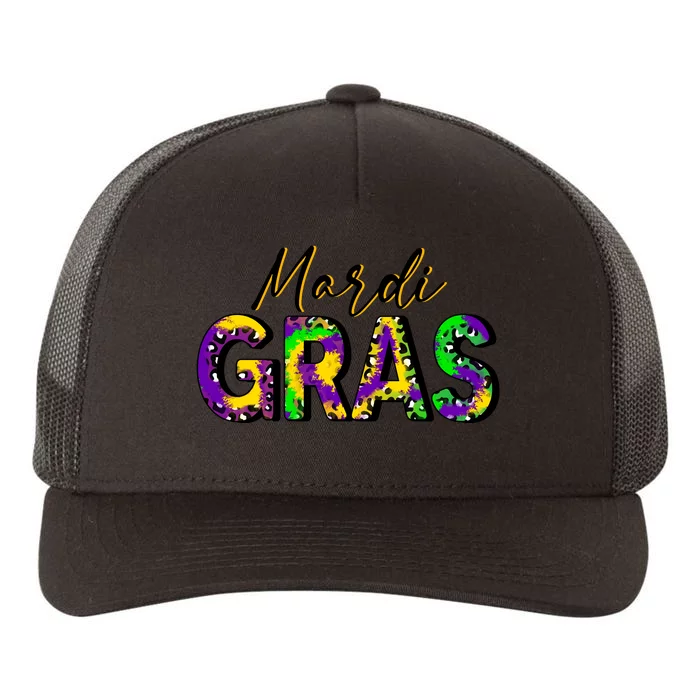 Leopard Mardi Gras Fat Tuesday Festive Gift Yupoong Adult 5-Panel Trucker Hat