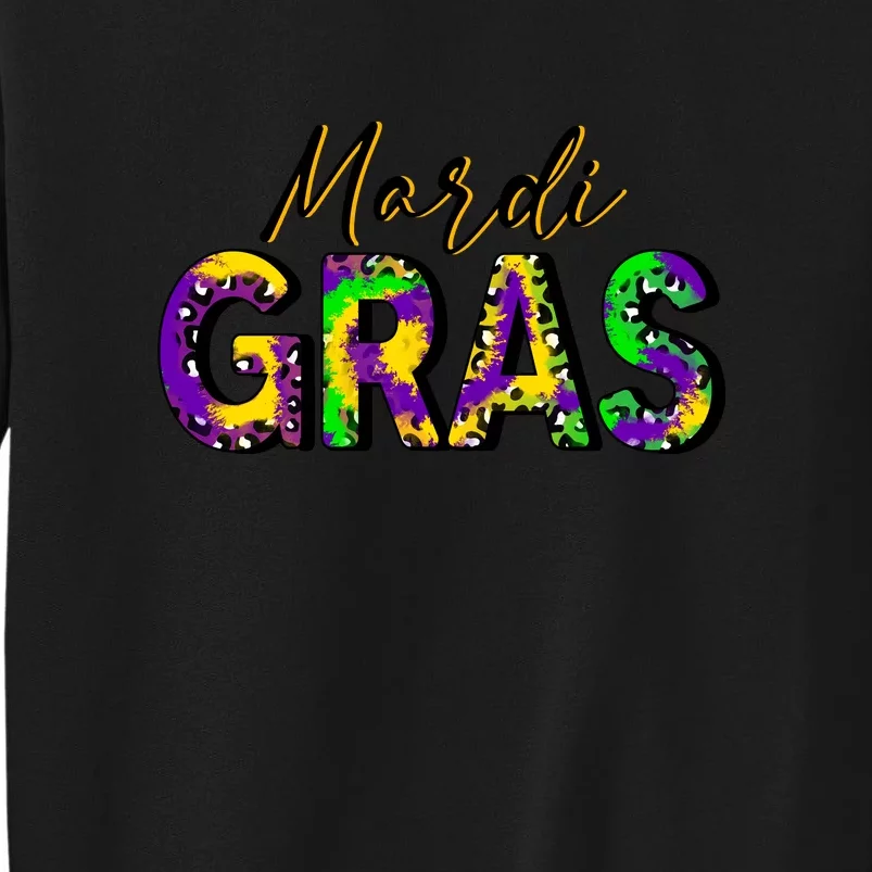 Leopard Mardi Gras Fat Tuesday Festive Gift Tall Sweatshirt