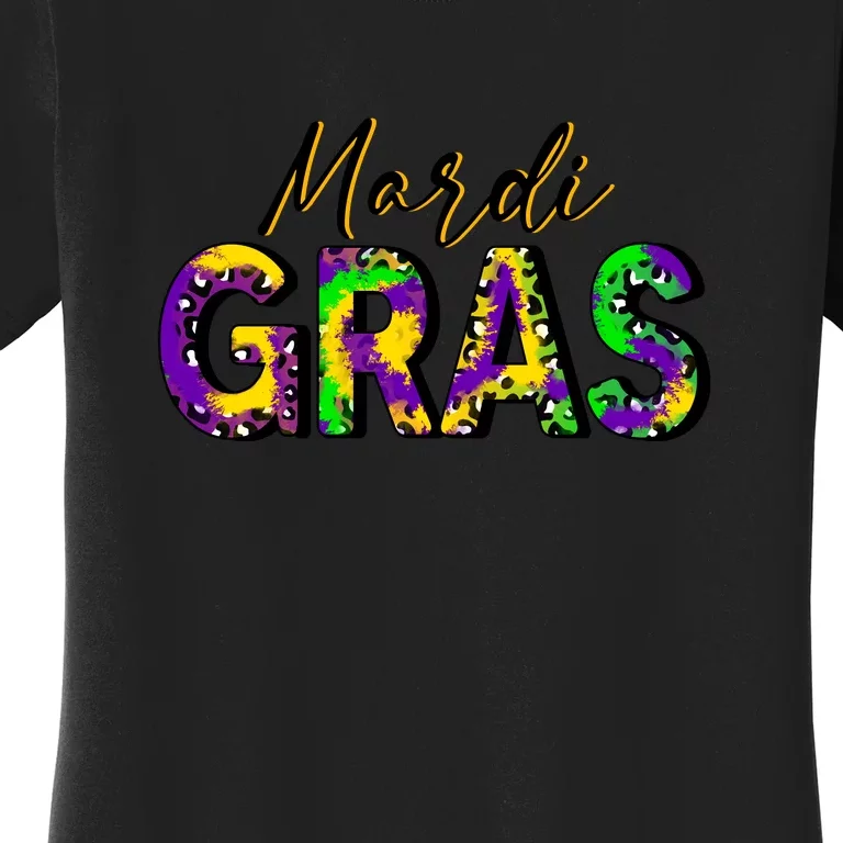 Leopard Mardi Gras Fat Tuesday Festive Gift Women's T-Shirt