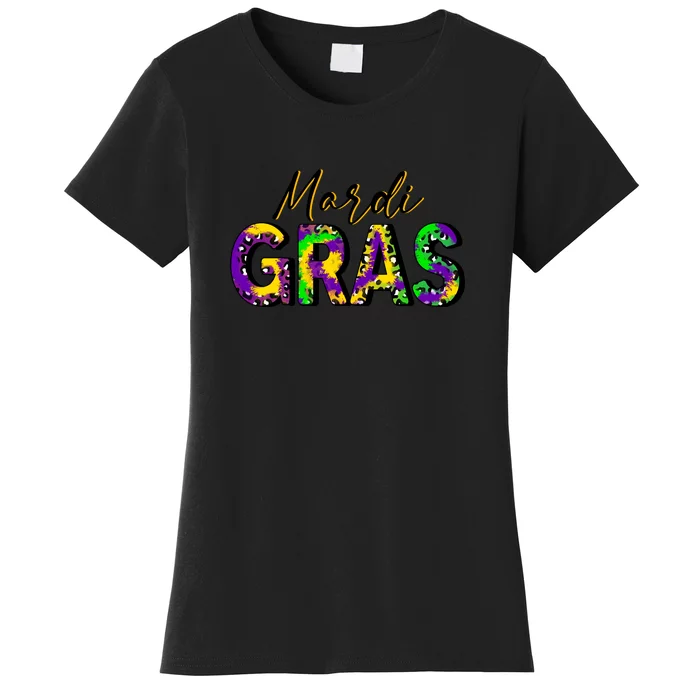 Leopard Mardi Gras Fat Tuesday Festive Gift Women's T-Shirt