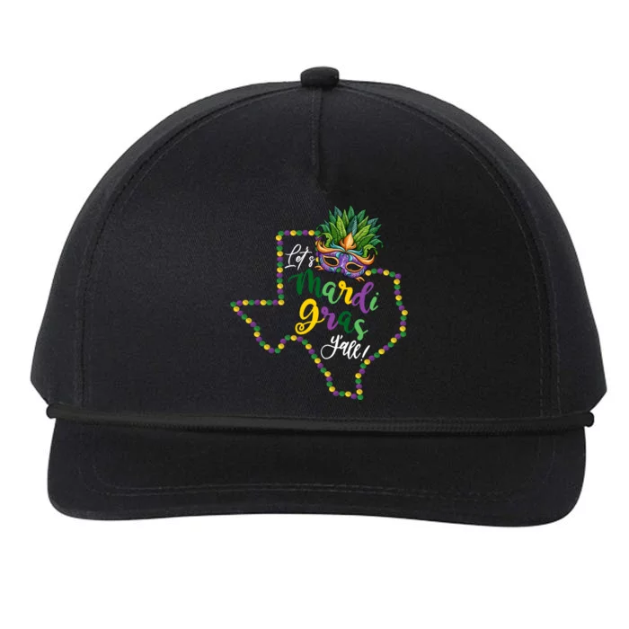 LetS Mardi Gras YAll Texas Souvenir Gift Snapback Five-Panel Rope Hat