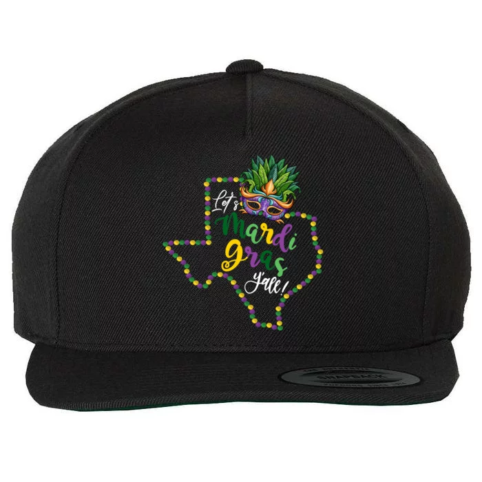 LetS Mardi Gras YAll Texas Souvenir Gift Wool Snapback Cap