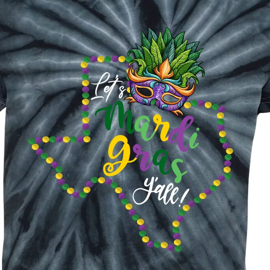 LetS Mardi Gras YAll Texas Souvenir Gift Kids Tie-Dye T-Shirt