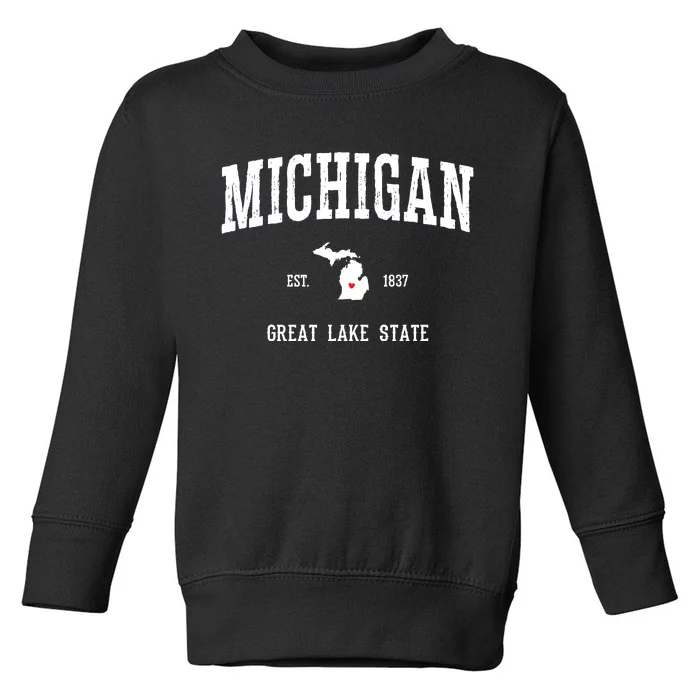 Love Michigan Great Lake State MI Est 1837 Home Toddler Sweatshirt