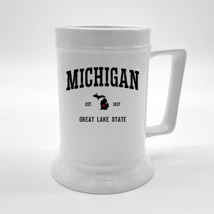 Love Michigan Great Lake State MI Est 1837 Home Front & Back Beer Stein