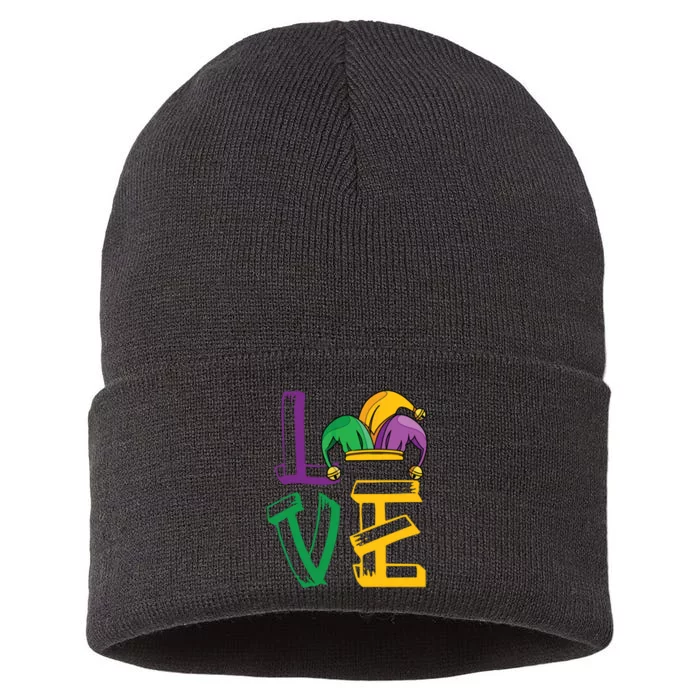 Love Mardi Gras Funny Mardi Gras Party Sustainable Knit Beanie