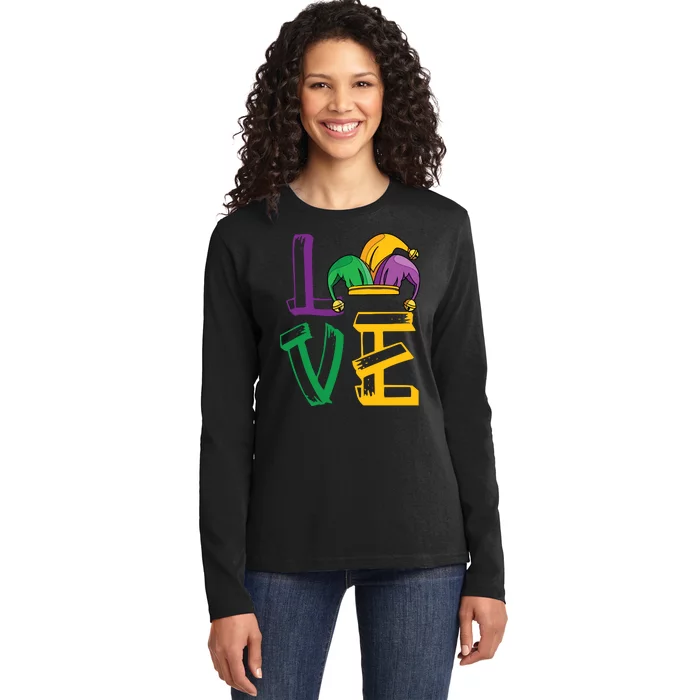 Love Mardi Gras Funny Mardi Gras Party Ladies Long Sleeve Shirt